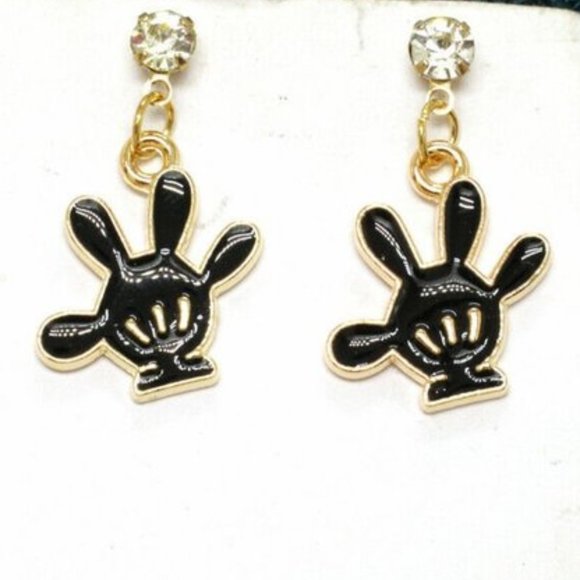 Betsey Johnson Jewelry - NWOT!!! Fashion BJ Black Mickey Magic Glove Crystal Dangle Earrings